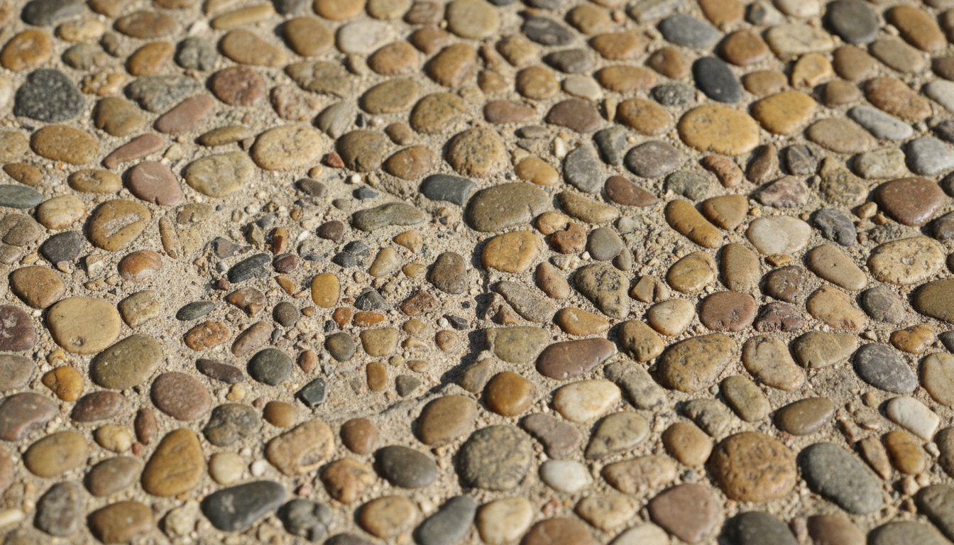 Close-up of an exposed aggregate concrete driveway in Nashville