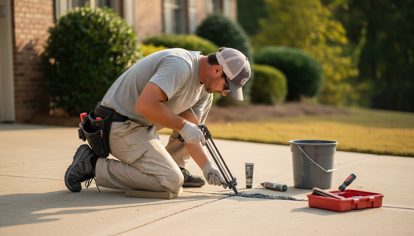 Concrete driveway repair work in Nashville